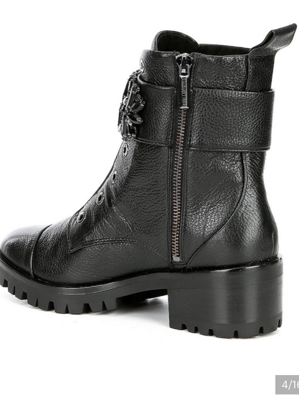 Karl Lagerfeld Paris Women's‎ Maeva Embellished Buckled Zip Booties - Picture 3 of 13